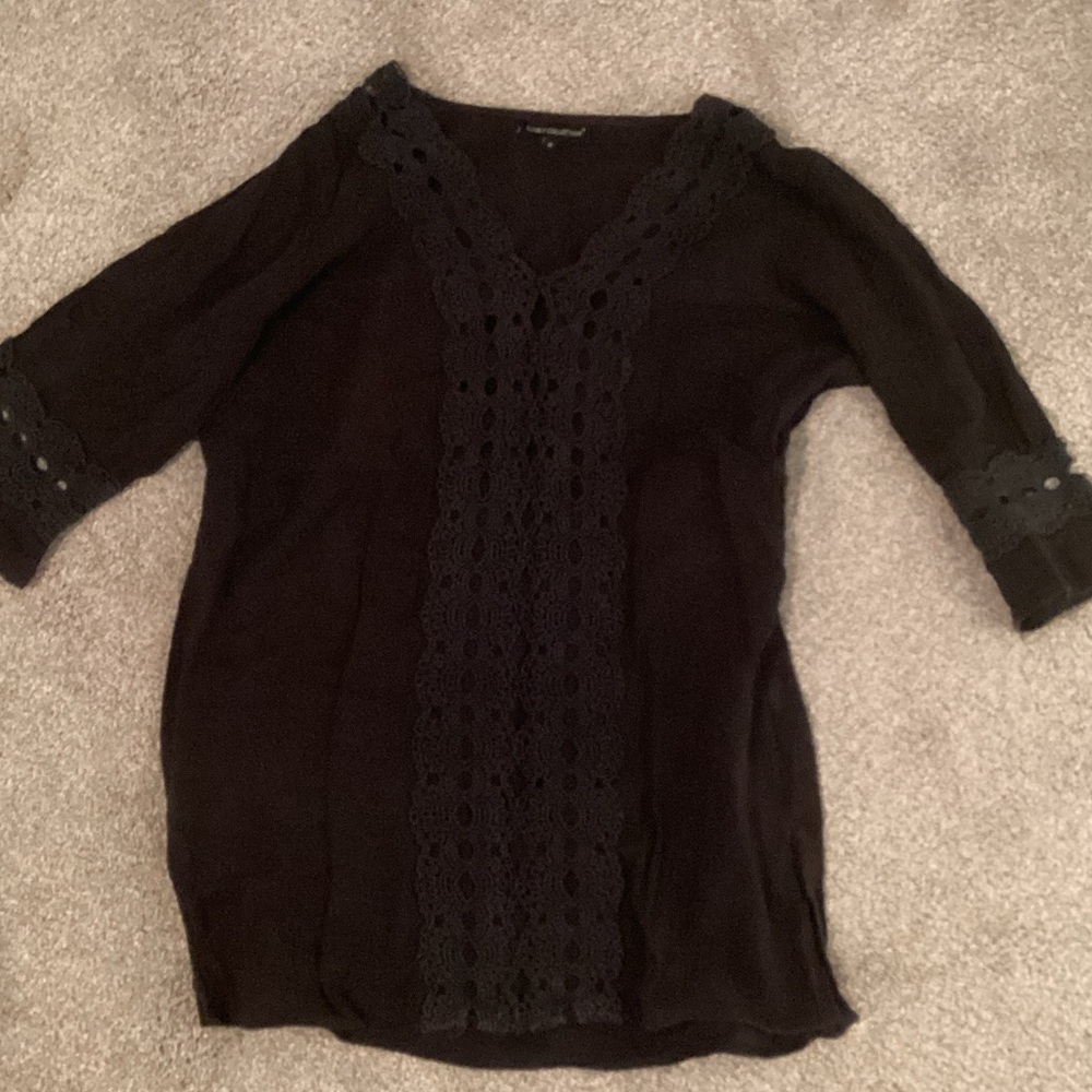 Black Lace Trim Swim Coverup